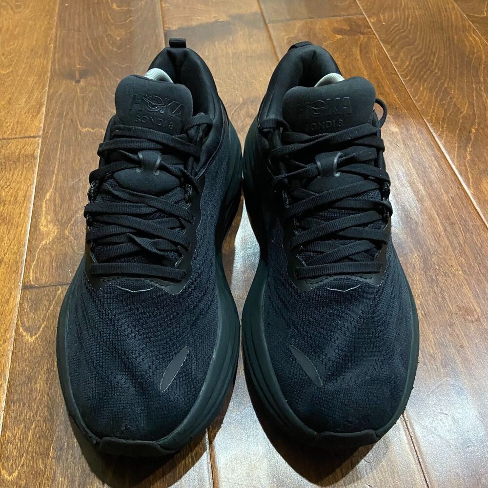 Hoka One One Bondi 8 Triple Black Running Walking Gym Sneakers Men's Size 9.5D - Picture 4 of 9